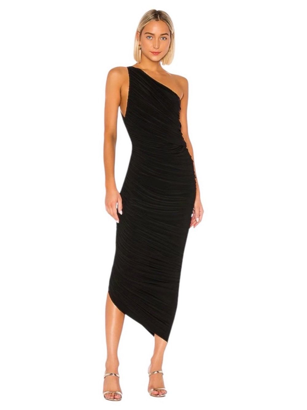 Norma Kamali Diana One Shoulder Black Gown Size S